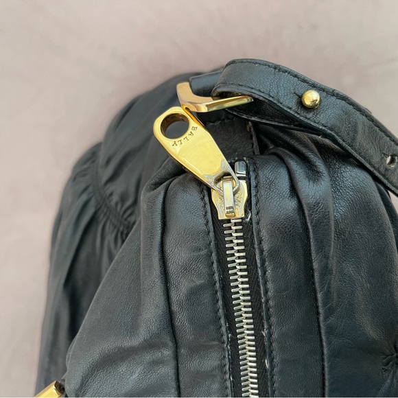 Bally Black Leather Ruched Handbag - Picture 4 of 16